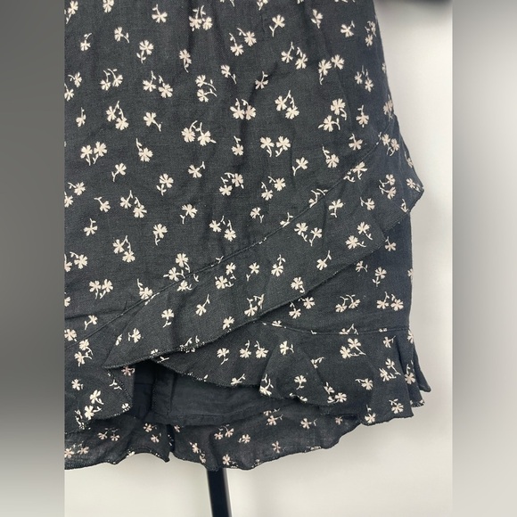 Winston White Black Floral Corset Bodice Puff Off Shoulder Mini Linen Dress‎ - Picture 5 of 9